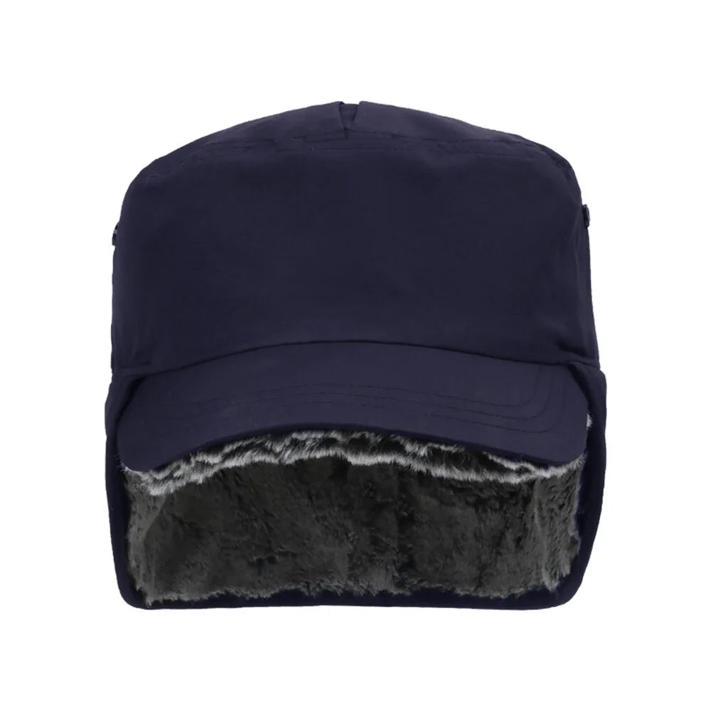 Men's Winter Ball Cap with Warm Earflaps Hat Windproof Faux Fur Baseball Cap Thickening Warm Outdoor Fishing Hat