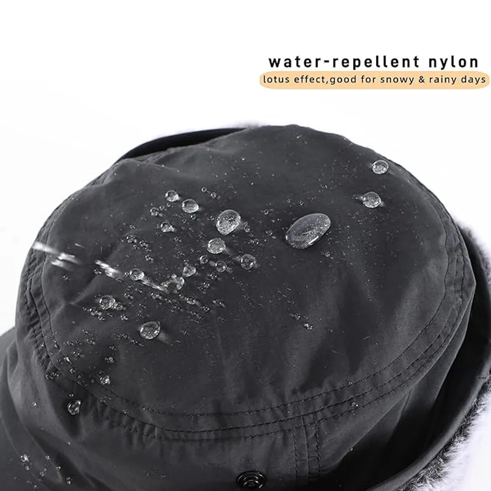 Men's Winter Ball Cap with Warm Earflaps Hat Windproof Faux Fur Baseball Cap Thickening Warm Outdoor Fishing Hat