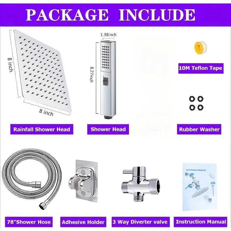 Bathroom chrome plated stainless steel pressurized shower
