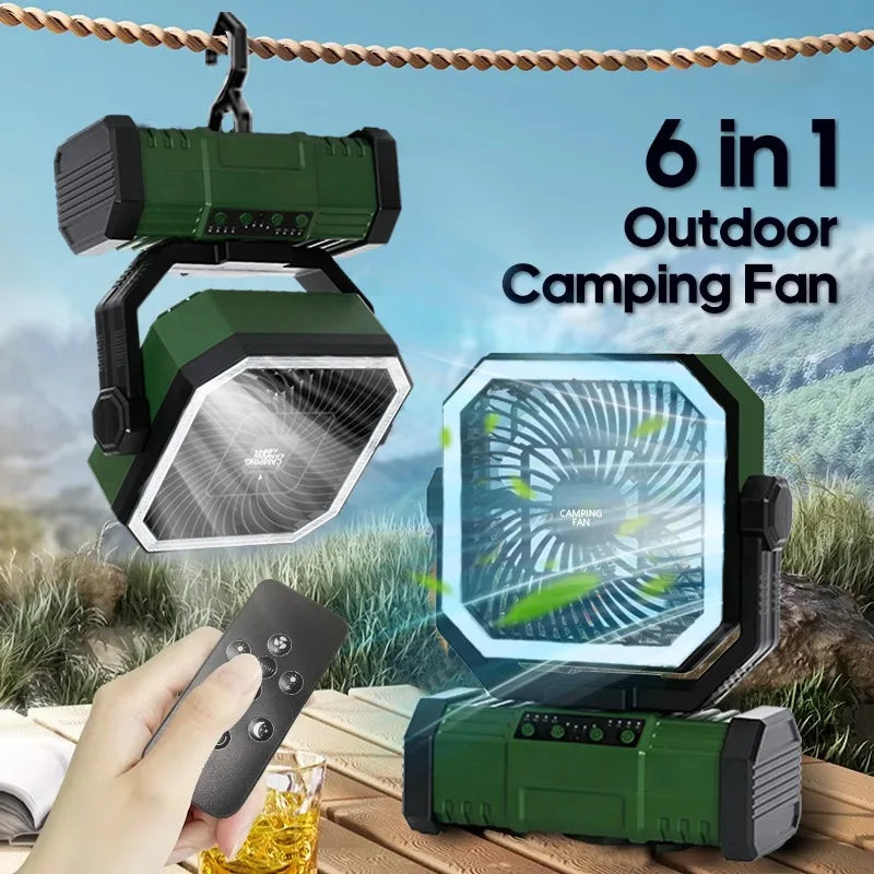 30000mAh Oscillating Camp Fan with LED Lantern