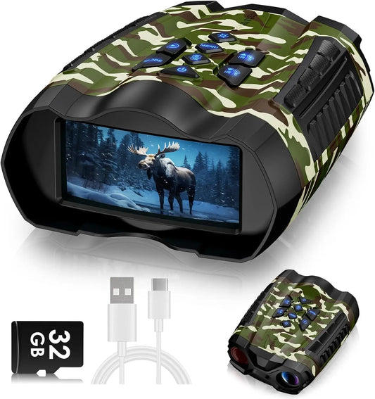 Binoculars with Camera, 3.5" HD Display and 32GB TF Card,9 Gear Night Vision