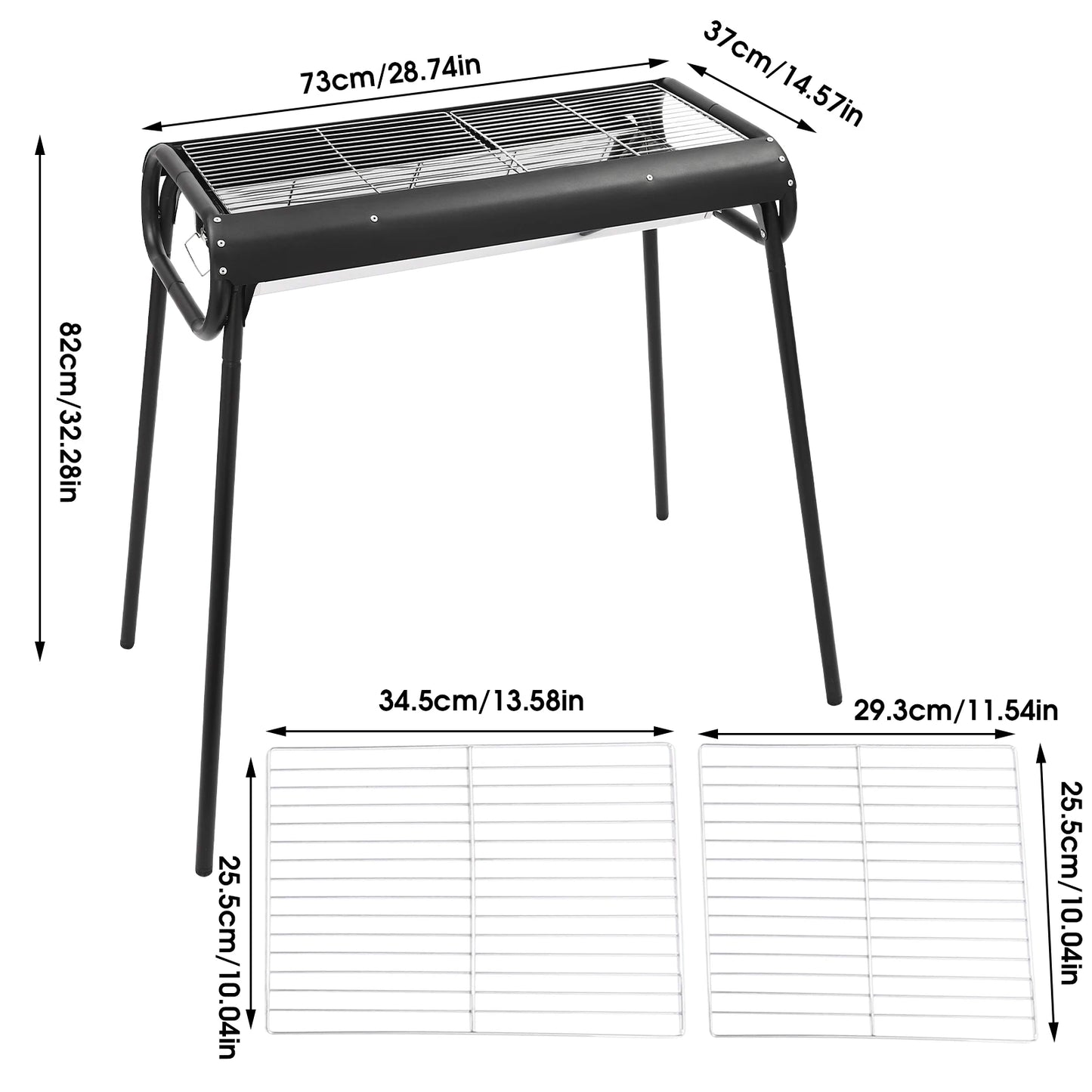Portable Outdoor Charcoal Barbecue Grill, Stainless Grates