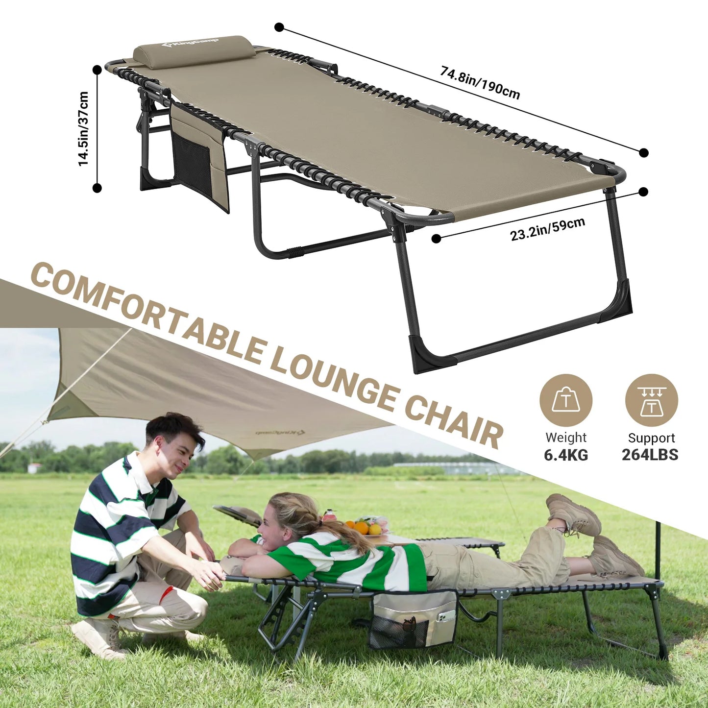 5-Position Lounge Chair, w/Side Pocket, Storage Bag