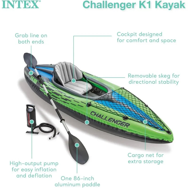 2 Inflatable Kayaks, Seat, Backrest, Oar, Pump