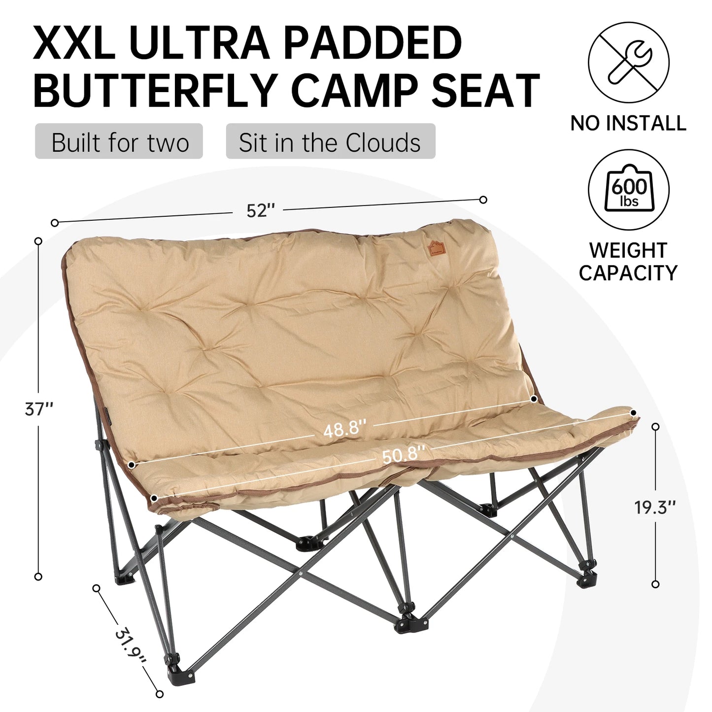 Oversized Butterfly Chair for 2, Support 300 lbs