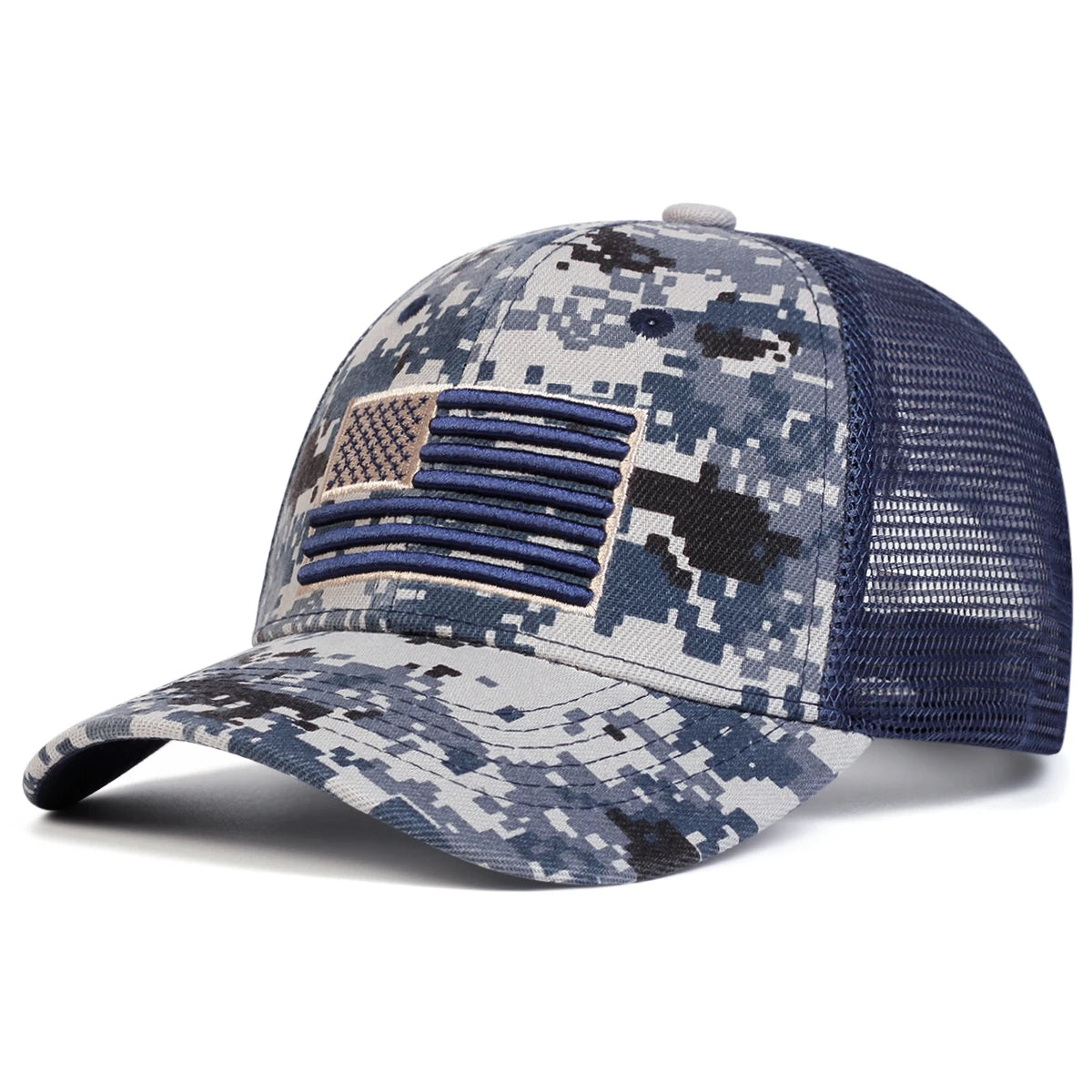 USA Flag Embroidery Mesh Baseball Hat, Adjustable
