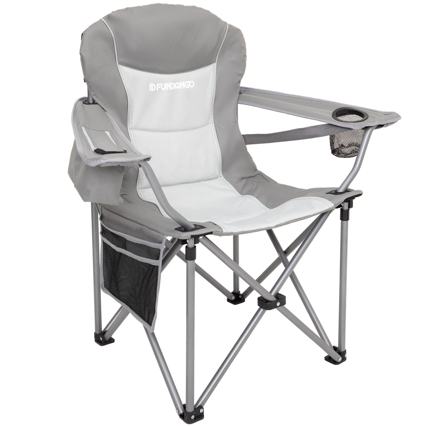 FUNDANGO Camping chair armchair, hiking lawn picnic outdoor trip, with lumbar support, high back, portable, with cup holder