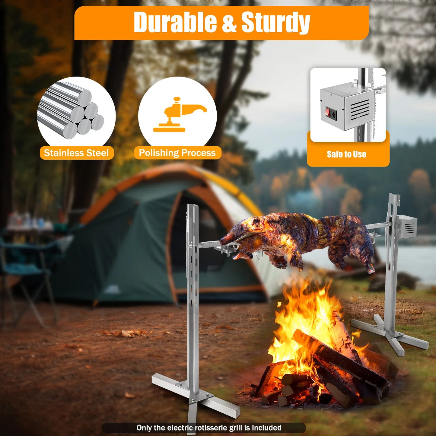 66 Lbs Electric BBQ Rotisserie Stainless Steel