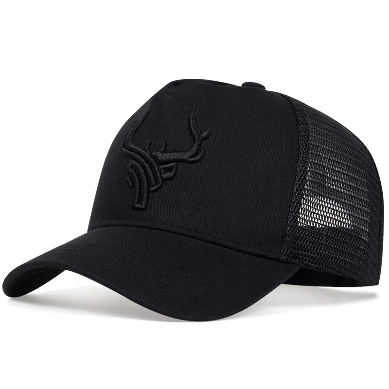 Antlers Embroidery Baseball Mesh Hat Outdoor Adjustable
