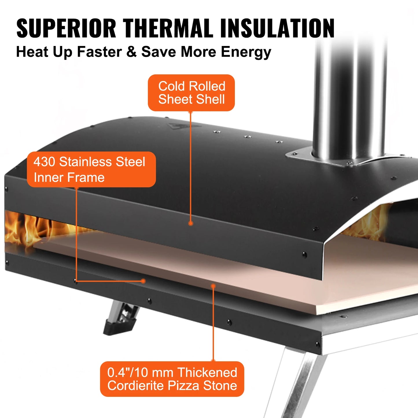 Portable Charcoal Stainless Steel Grill Pizza Oven
