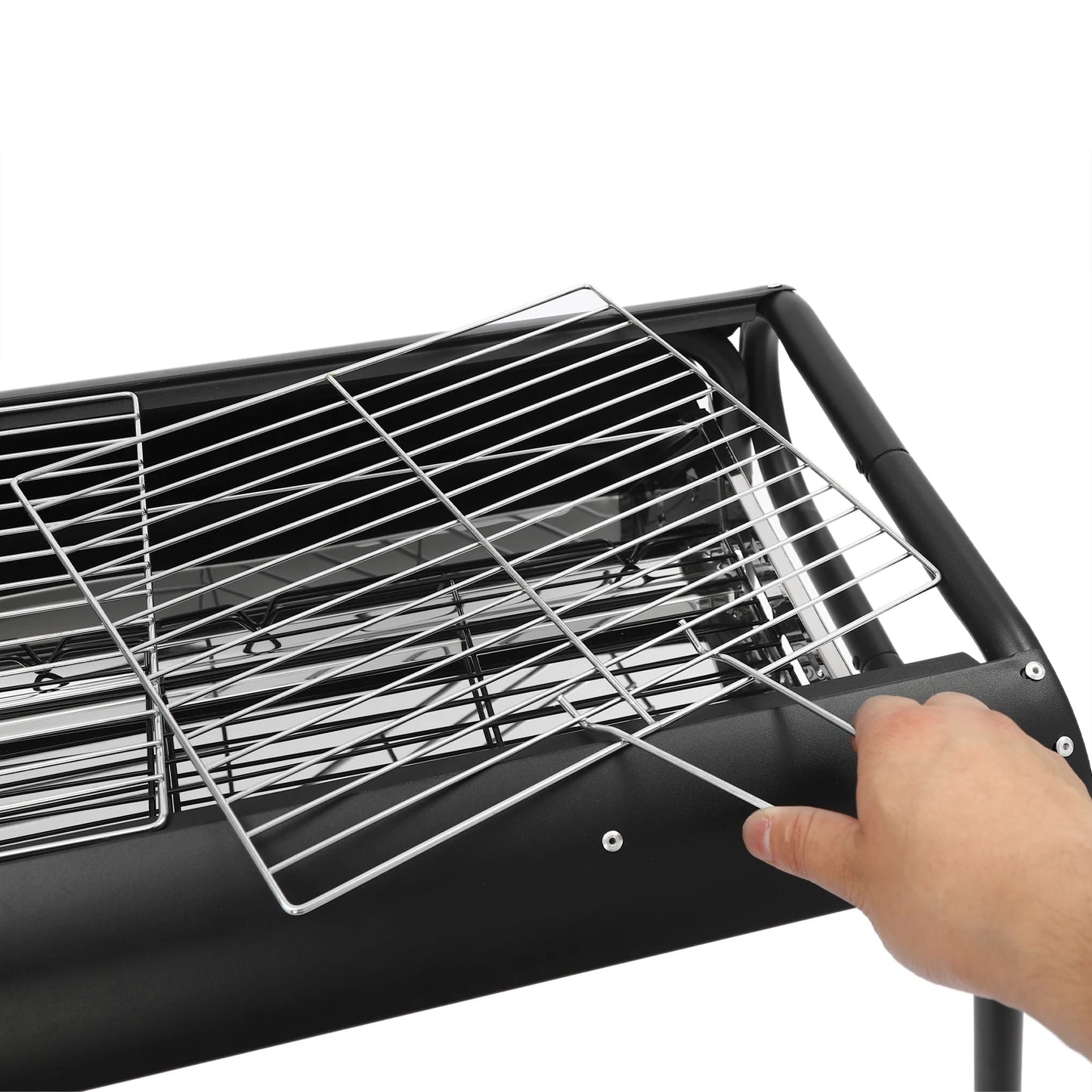 Portable Outdoor Charcoal Barbecue Grill, Stainless Grates