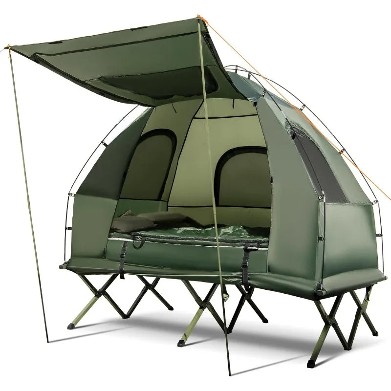 Tent Cot Combo, Awning, Mattress, Sleeping Bag