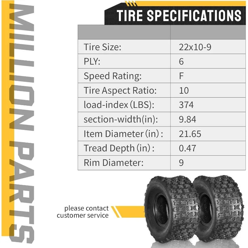 2 Tires 22x10-9 ATV UTV All Terrain