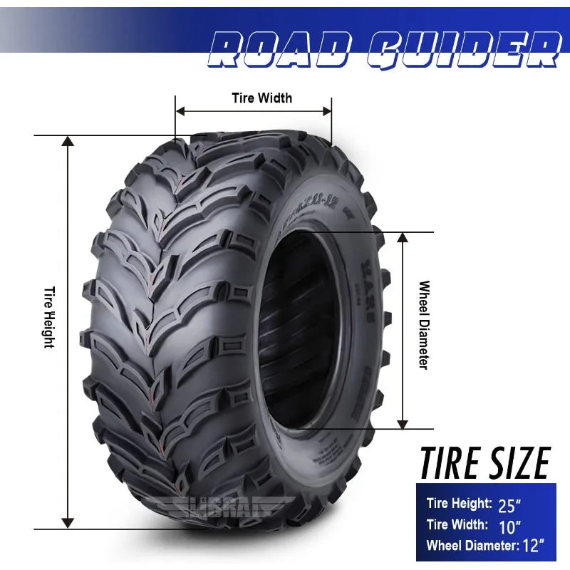 2 ROADGUIDER ATV/UTV Tires 25x10-12 6PR