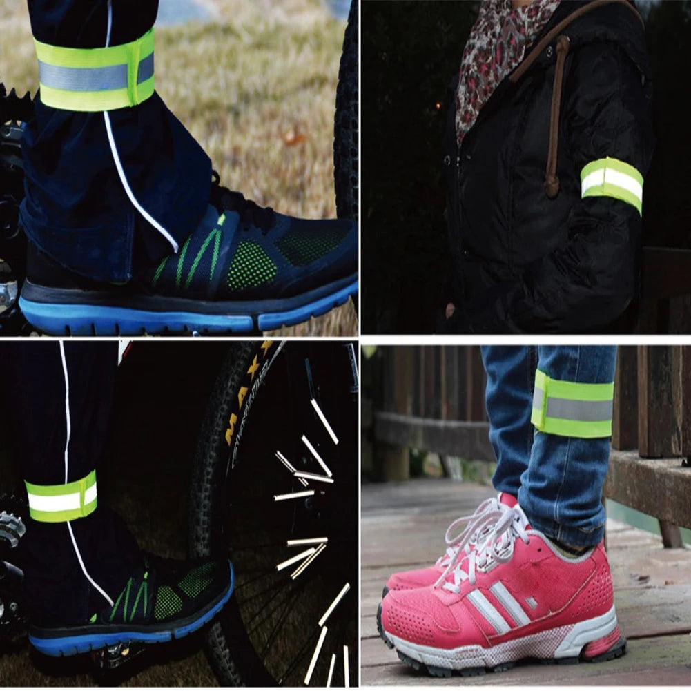 1-10PC Reflective Bands Elastic Armband Wristband Ankle