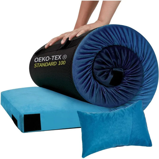 Memory Foam Camping Sleeping Pad w/ Pillow Travel Bag