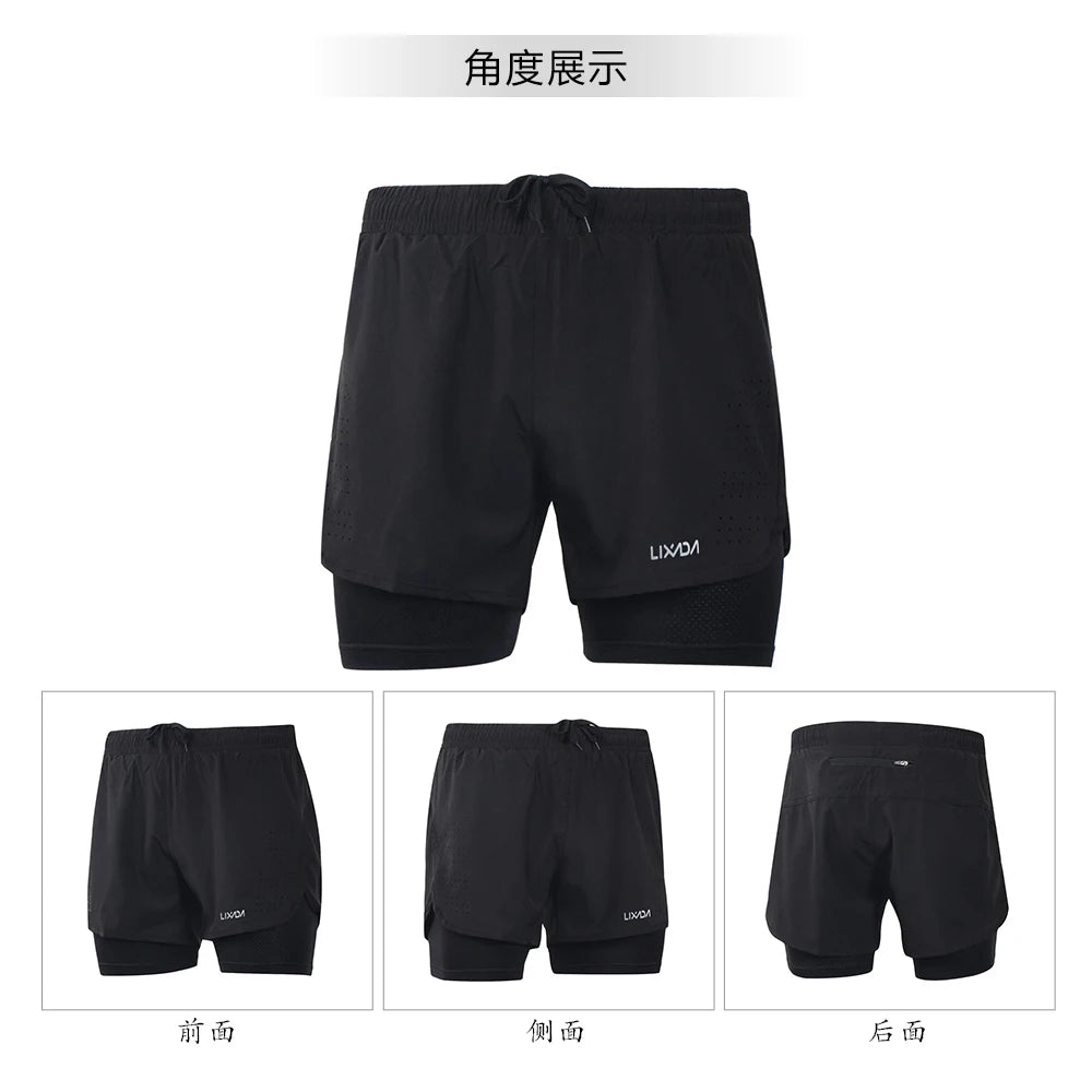 Men's 2-in-1 Running Shorts Quick Drying Breathable