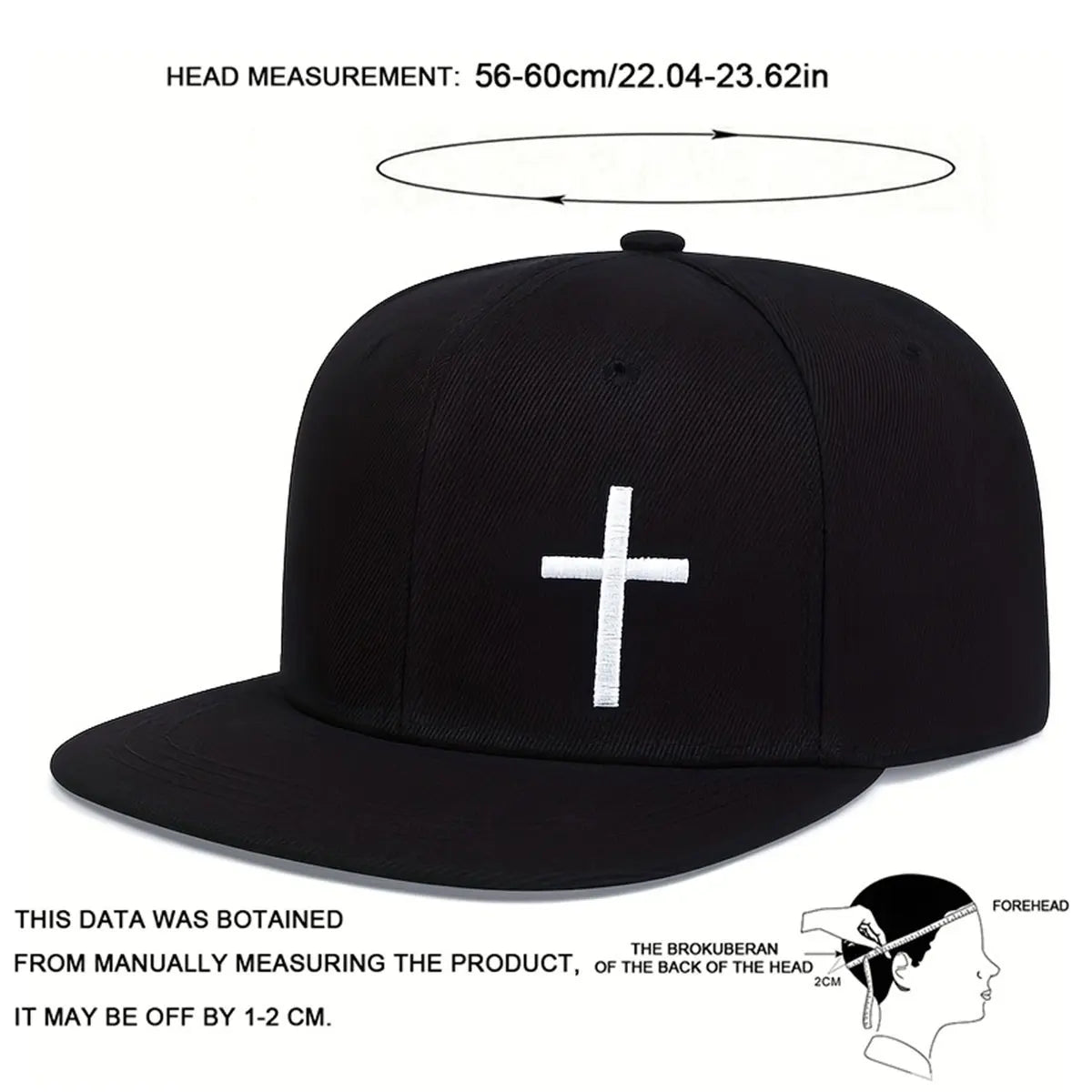 Cross Embroidery Hip Hop Hat Outdoor Adjustable