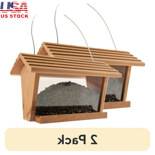 2 Pack Red Cedar Hopper Bird Feeder