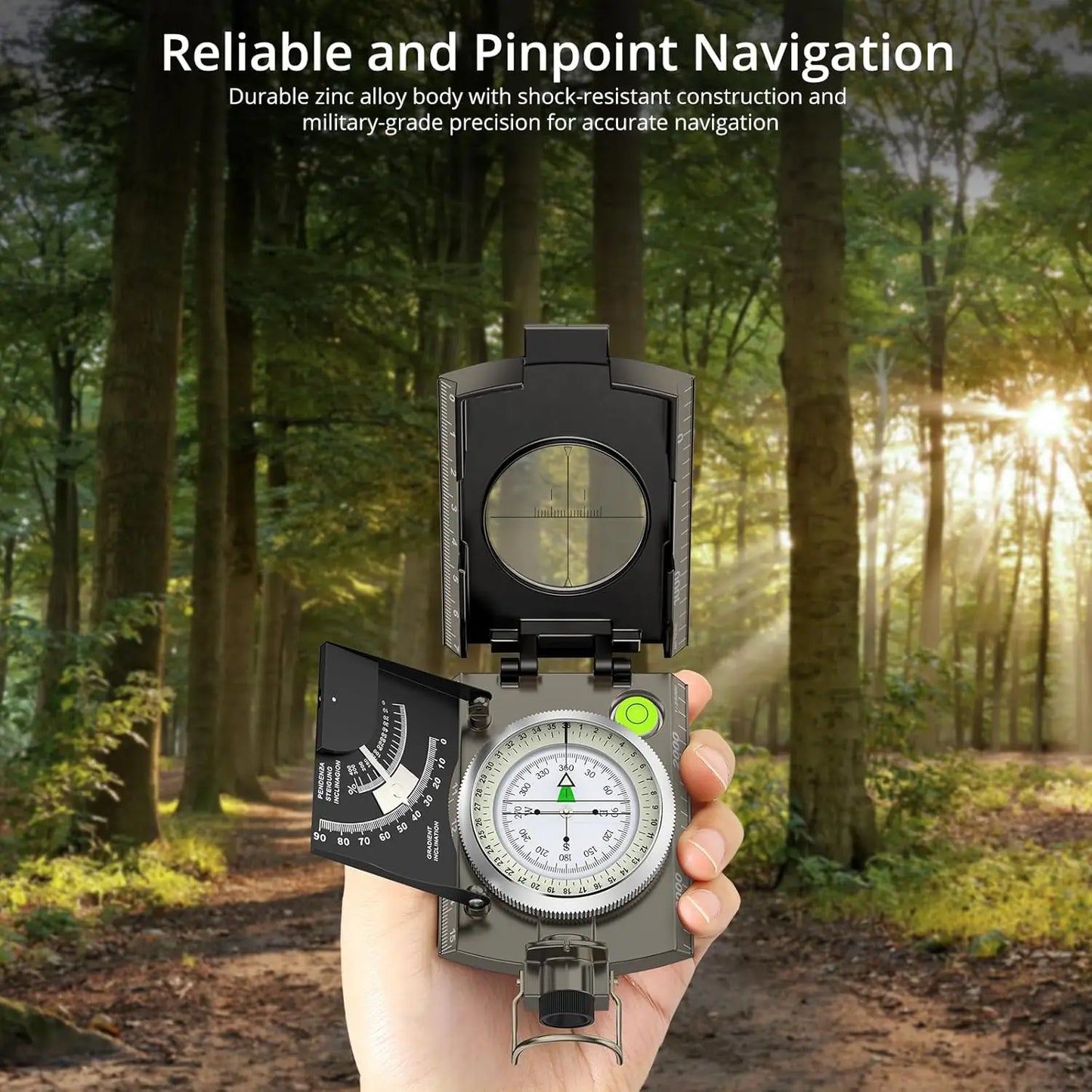 Compass Hiking Survival, IP65 Waterproof, Sighting Clinometer, for Camping Hunting Navigation (128 chars)