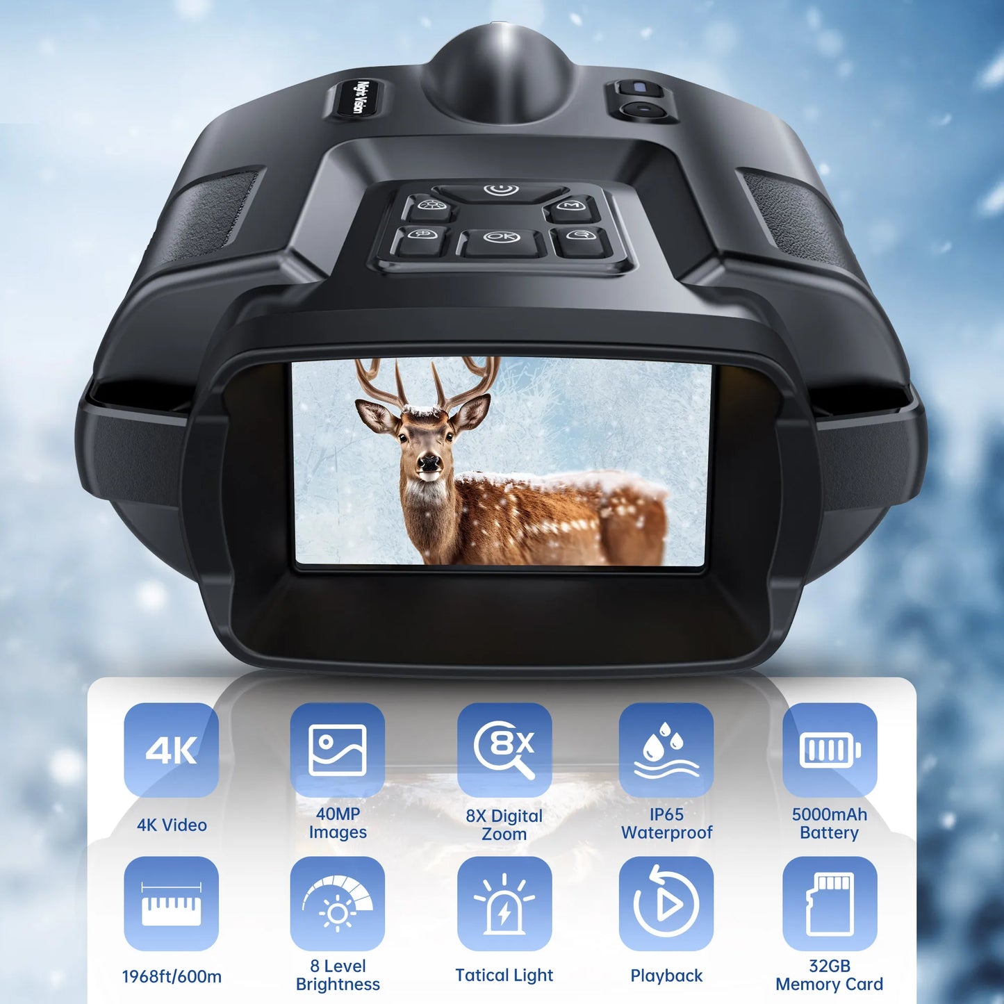 Rechargeable Binoculars Full Dark 600m Digital Zoom