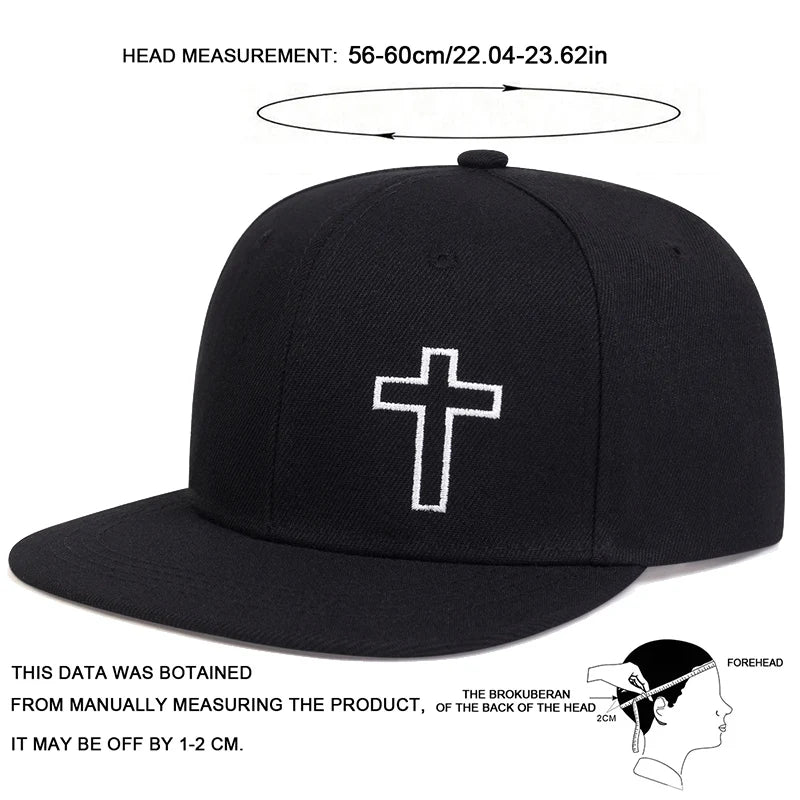 Cross Embroidery Hip Hop Hat Outdoor Adjustable