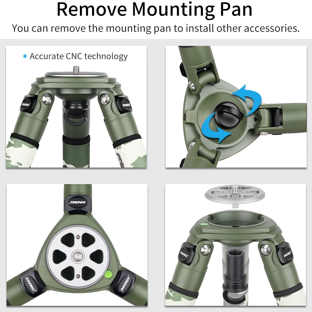 Camouflage Carbon Fiber Tripod, Birdwatching Heavy Duty
