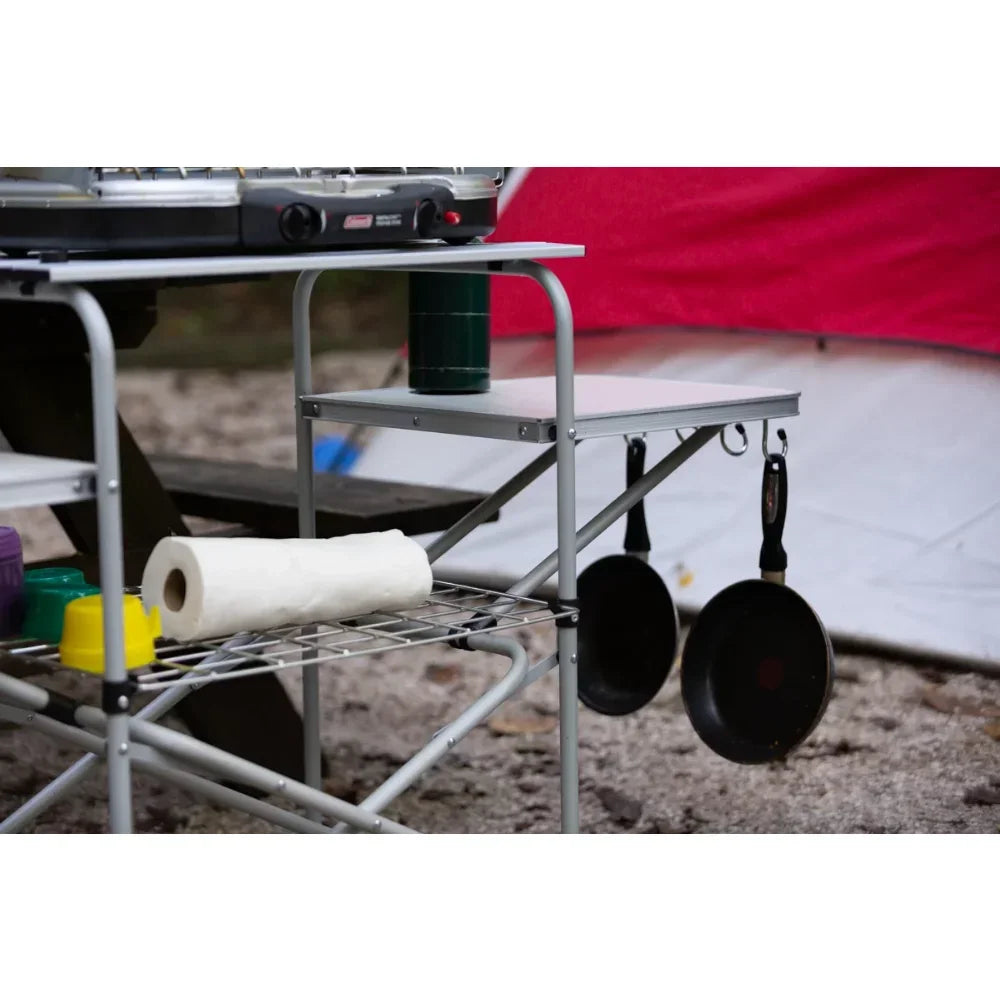 Camp Kitchen Cooking Stand with Three Table