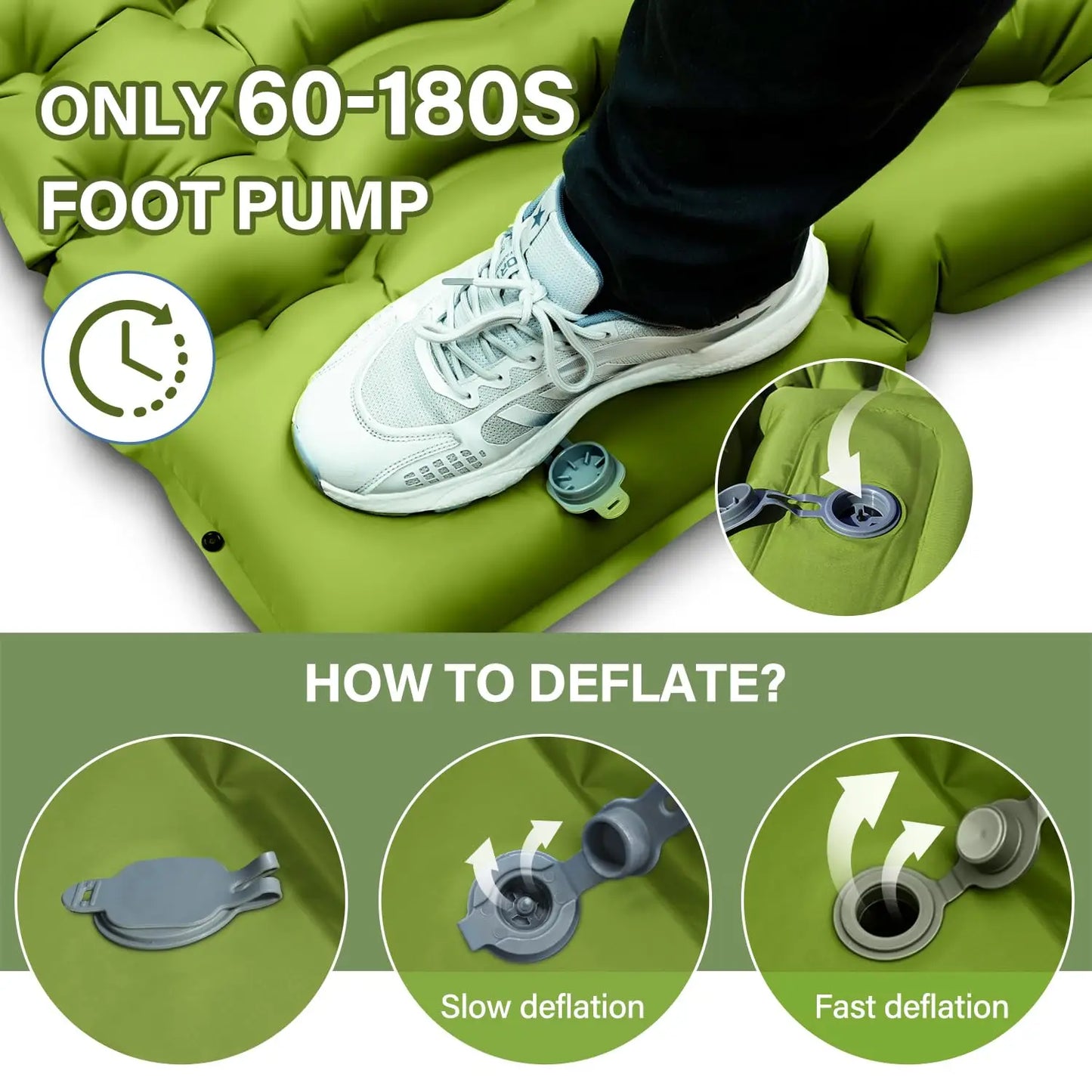 2 Person Inflatable Mattress, Built-in Foot Pump