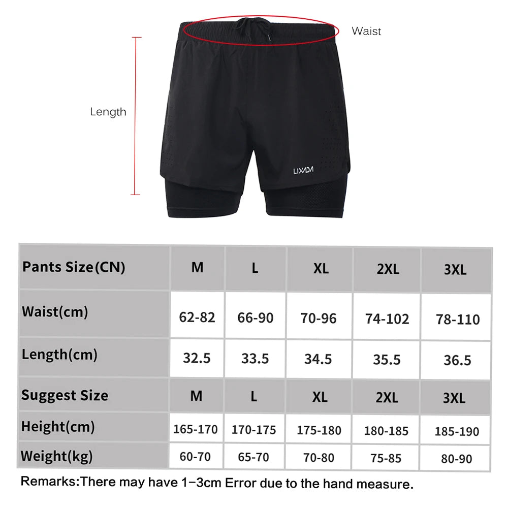 Men's 2-in-1 Running Shorts Quick Drying Breathable