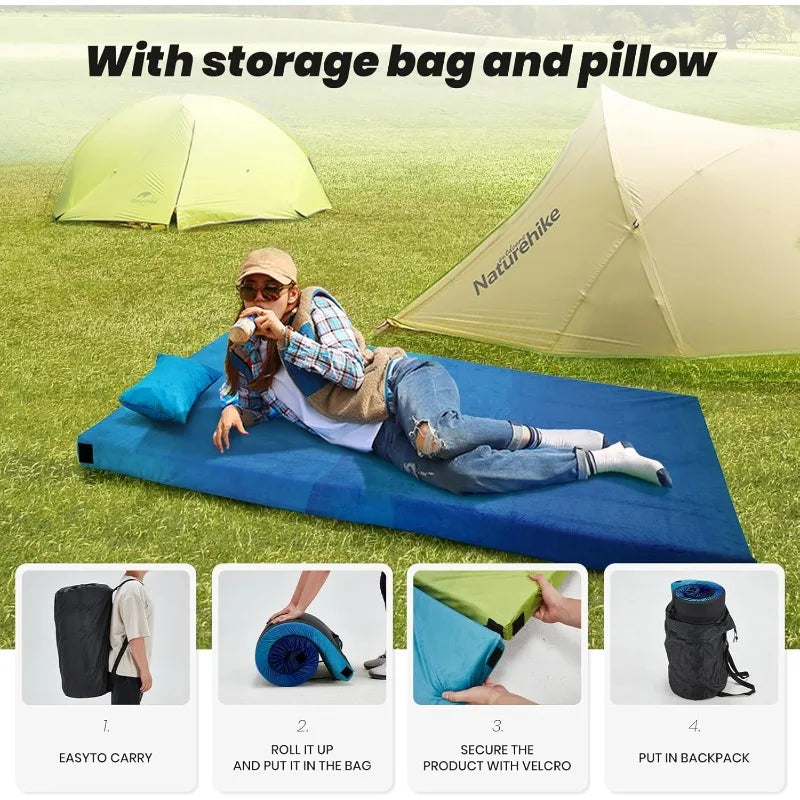 Memory Foam Camping Sleeping Pad w/ Pillow Travel Bag