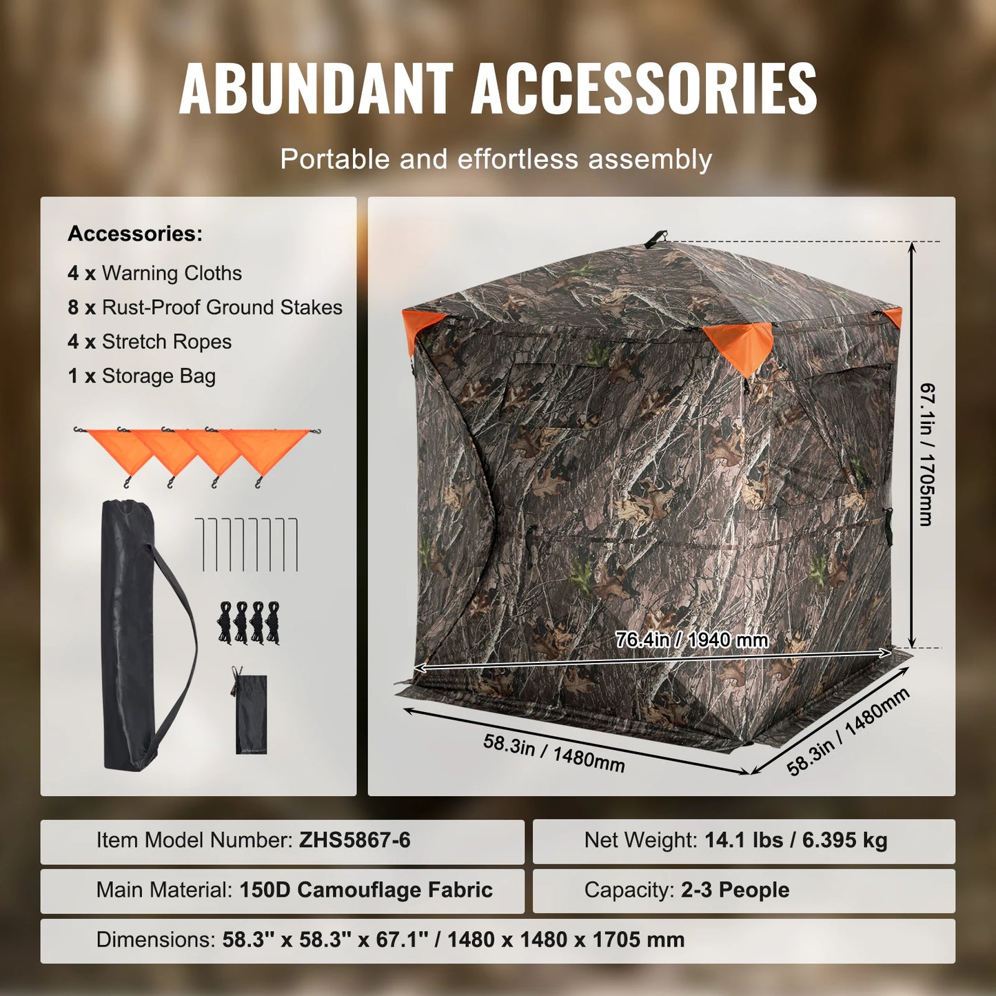 270° See Through Ground Blind, 2-3 Person