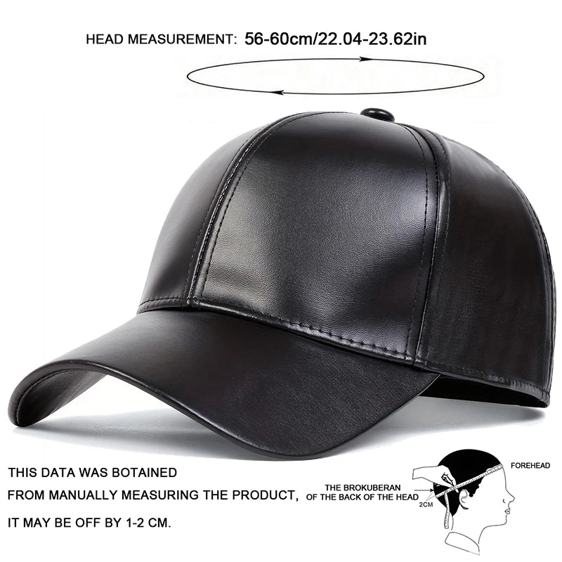 Leather Solid Color Adjustable Baseball Outdoor Cap