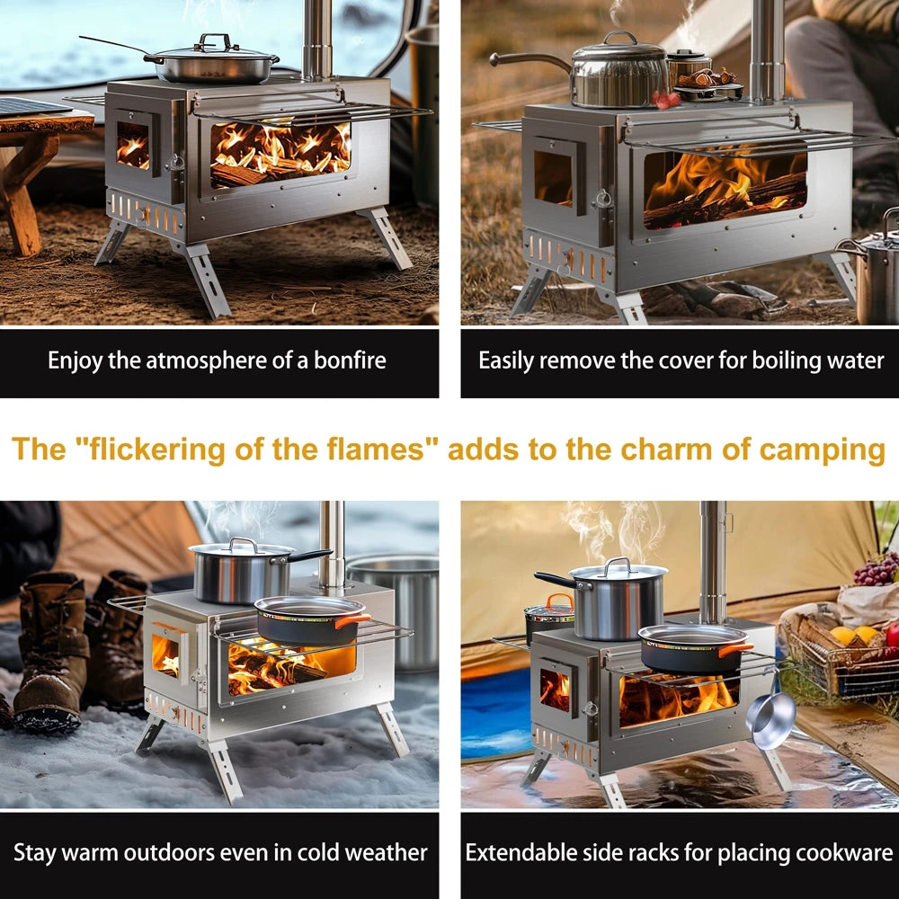 Portable Camping Wood Burning Stove Stainless Steel