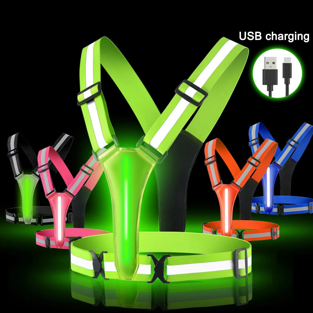 LED Night Work Security Vest USB Rechargeable