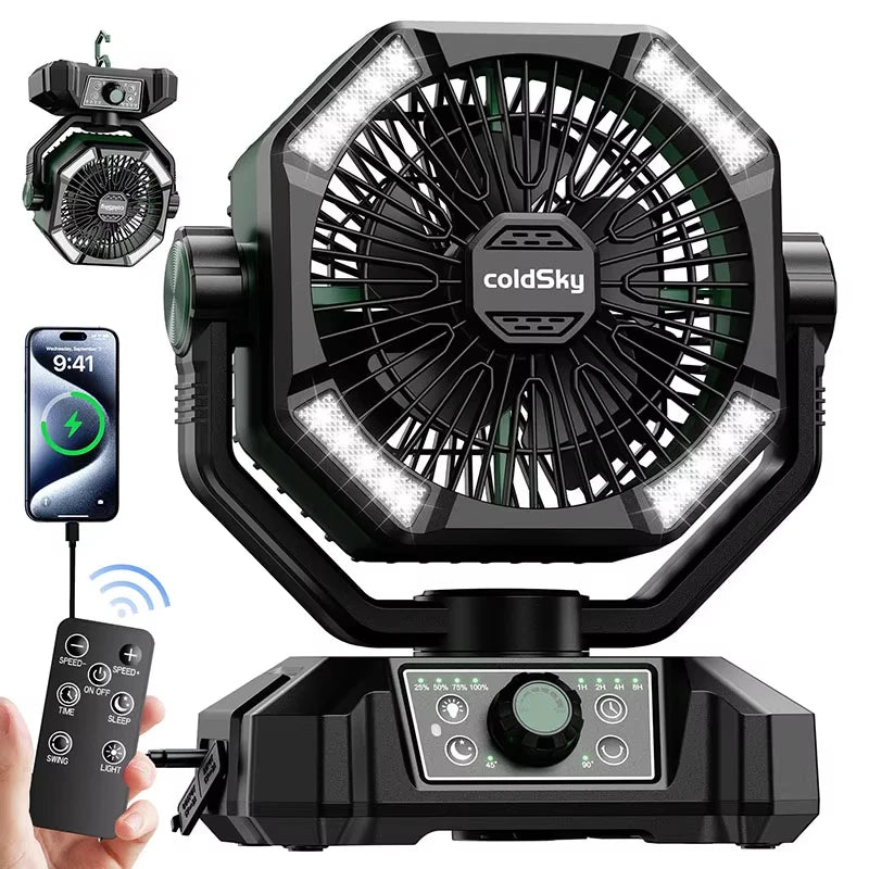 8 Speed Fan, 4 LED Lantern, 20000mAh