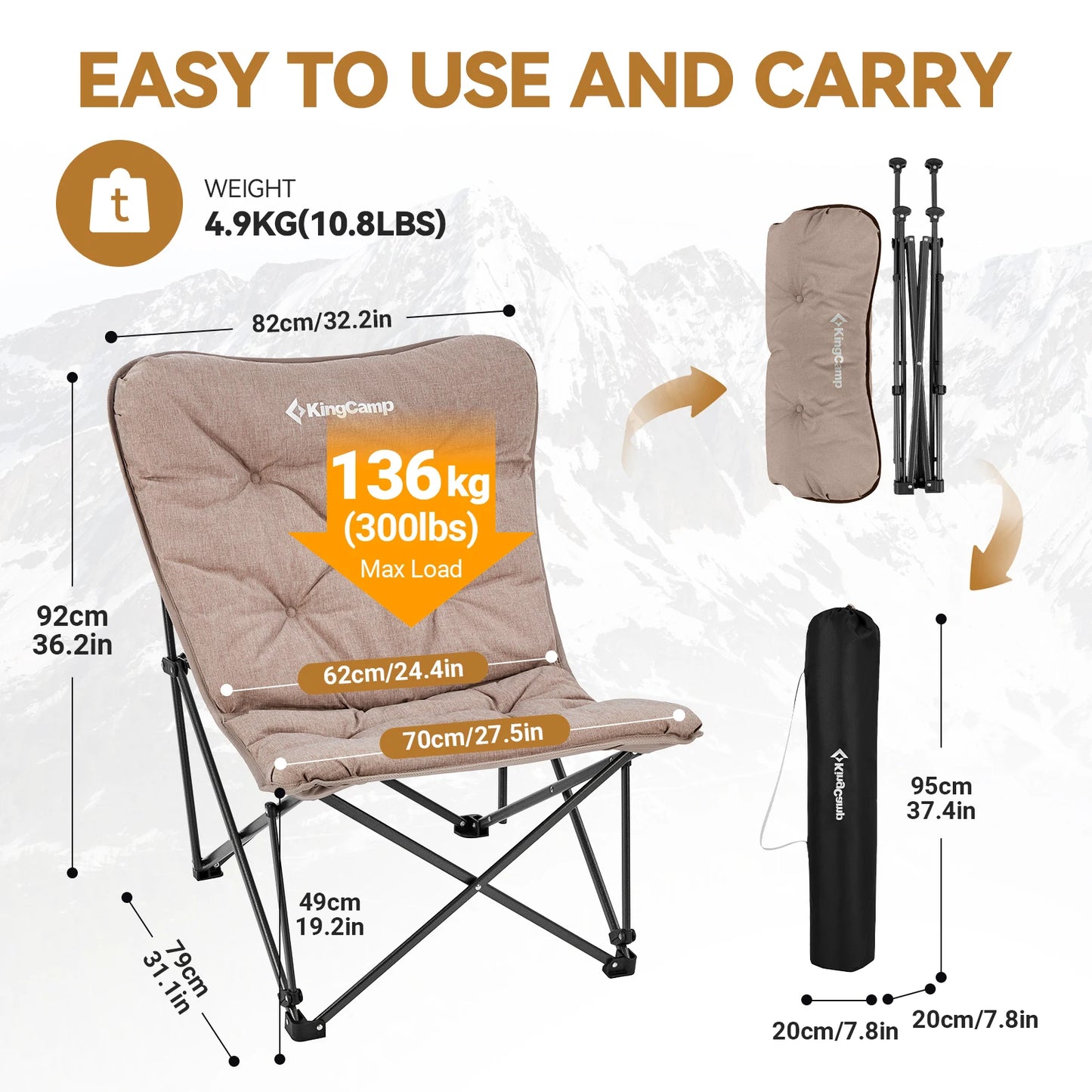 KingCamp Comfortable Butterfly Chair, with Upholstered Seat