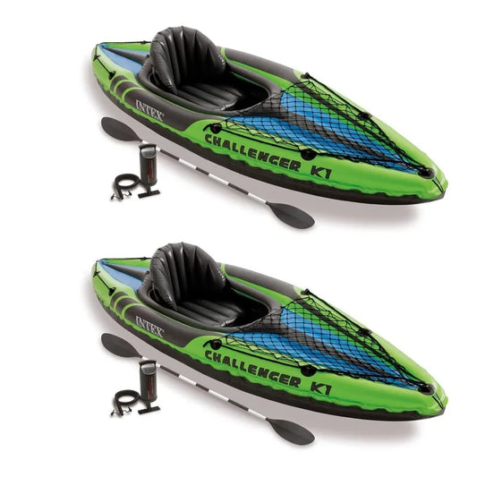 2 Inflatable Kayaks, Seat, Backrest, Oar, Pump