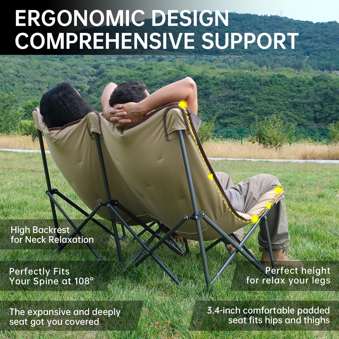 Oversized Butterfly Chair for 2, Support 300 lbs