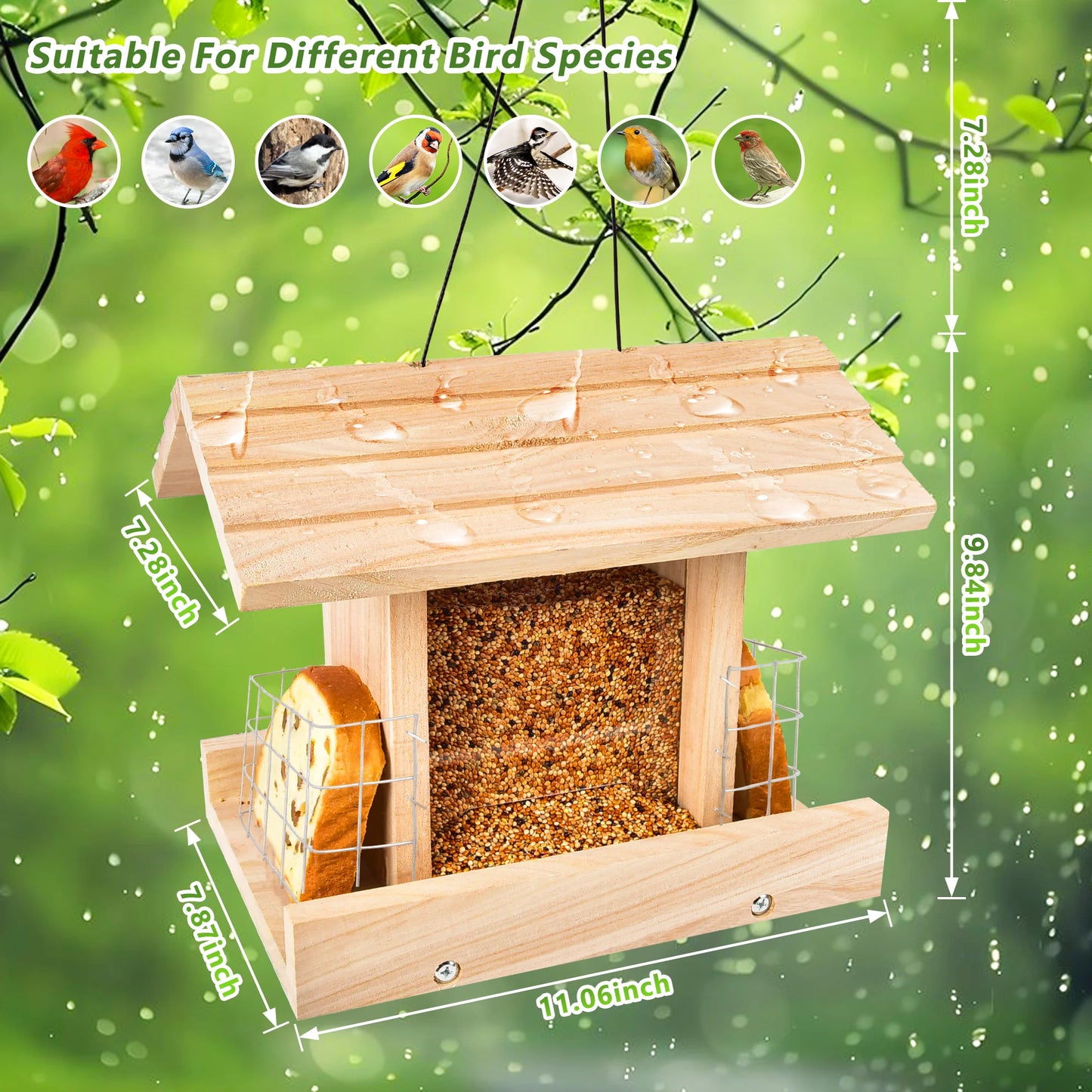 Hanging Bird Feeders, Wooden, Cardinal Bird feeder