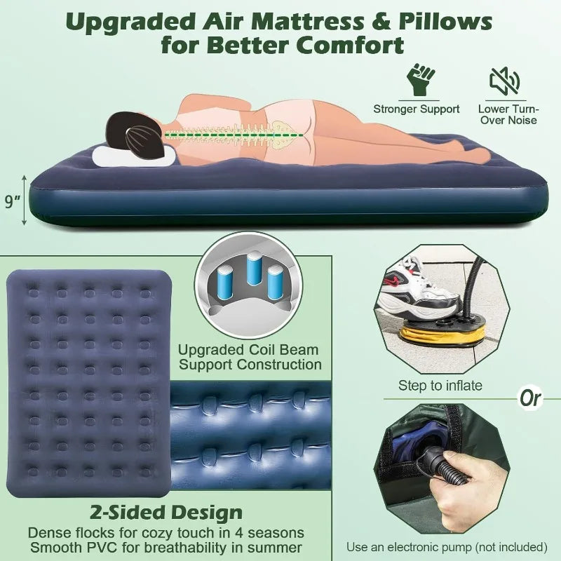 Tent Cot Combo, Awning, Mattress, Sleeping Bag