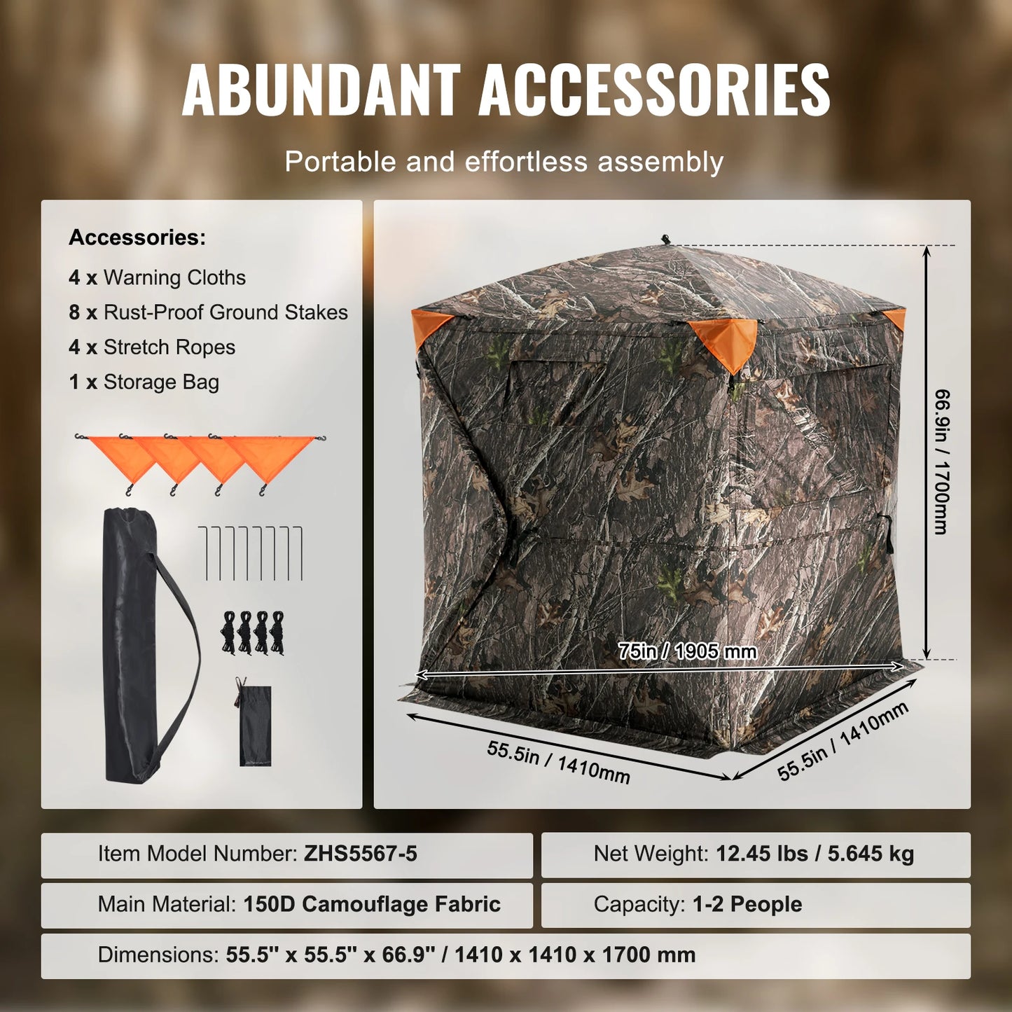 270° See Through Ground Blind, 2-3 Person