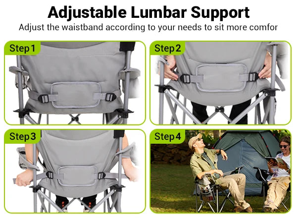 FUNDANGO Camping chair armchair, hiking lawn picnic outdoor trip, with lumbar support, high back, portable, with cup holder