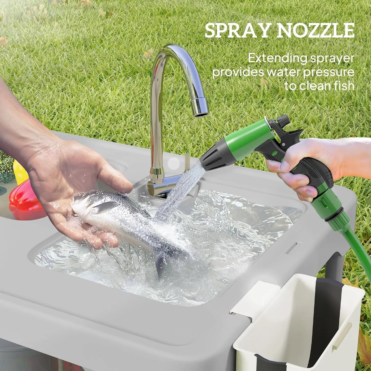 Folding Fish Cleaning Table with Sinks