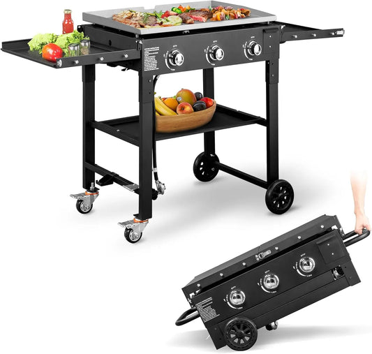 3 Burner Portable Propane Griddle, Folding Legs