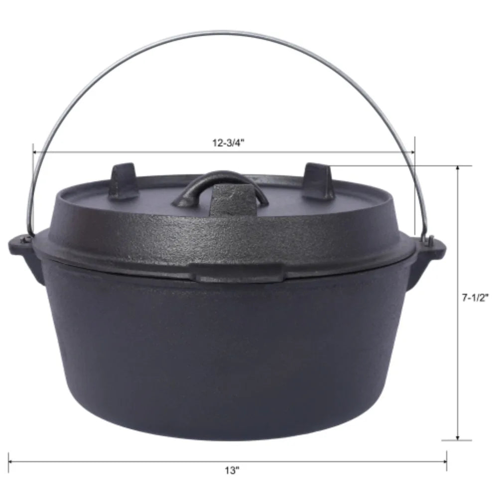 Dutch Oven,8 Qt Pre-Seasoned Camping Cookware