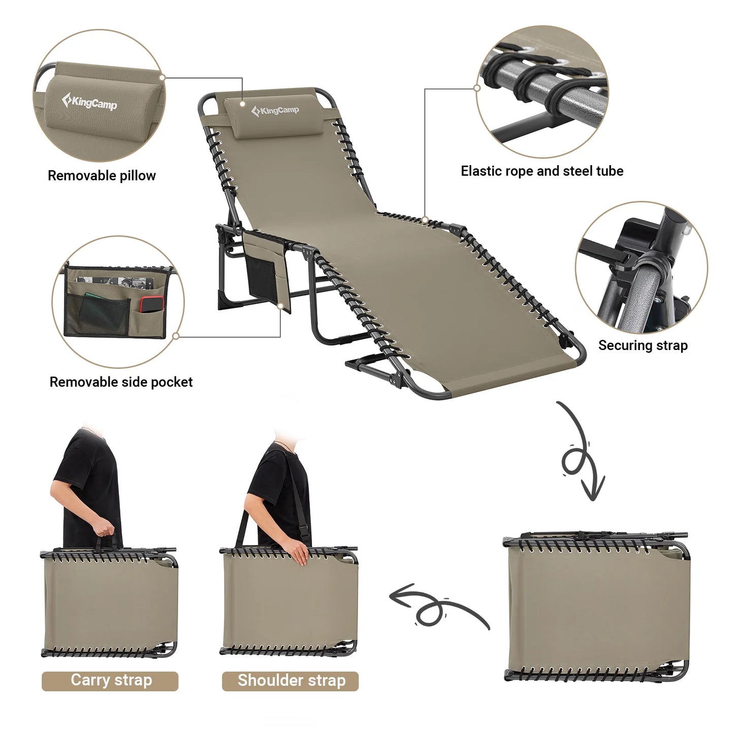5-Position Lounge Chair, w/Side Pocket, Storage Bag