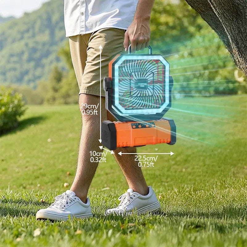 30000mAh Oscillating Camp Fan with LED Lantern
