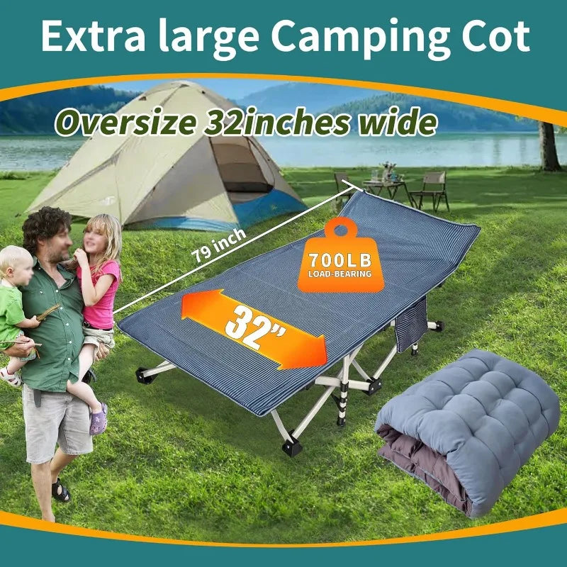 2 Pack Oversize XXL Camping Cot, Mattress