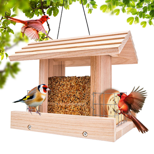 Hanging Bird Feeders, Wooden, Cardinal Bird feeder